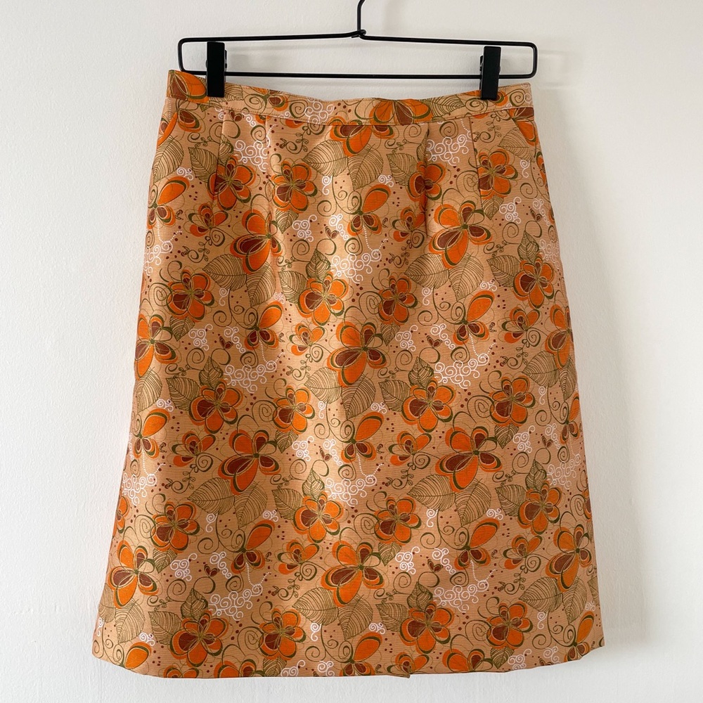 Vintage Floral Pencil Skirt with Pockets